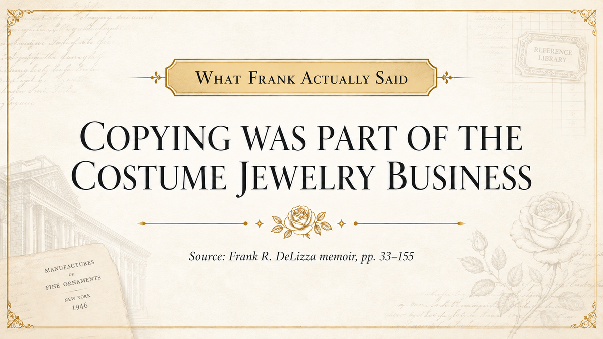 What Frank Actually Said: Copying Was Part of the Costume Jewelry Business