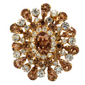 Vintage AUSTRIA Topaz Clear Rhinestone Large Dimensional Brooch