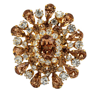 Vintage AUSTRIA Topaz Clear Rhinestone Large Dimensional Brooch