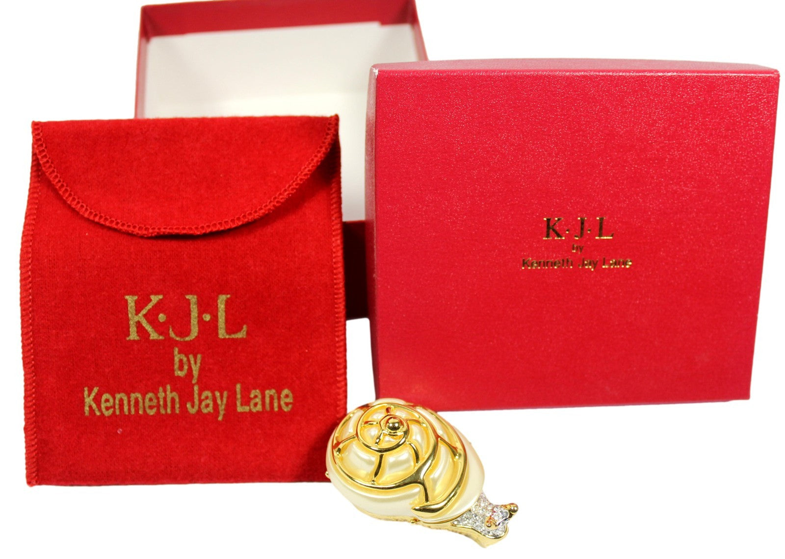 KJL Kenneth Jay Lane Snail Brooch Trinket Box Kenneth’s Critters original box