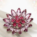 Vintage Juliana pink lavender rhinestone daisy flower brooch front view