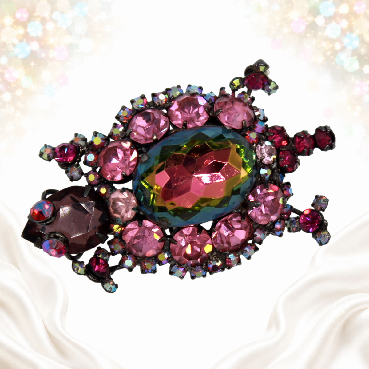 Juliana watermelon turtle brooch front