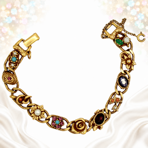 Vintage Goldette Figural Charm Link Bracelet