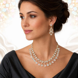 Vintage Juliana Clear AB Crystal Rhinestone Necklace Earrings Set IIJJ#9390