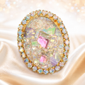 Vintage Juliana AB Geode Rhinestone Brooch Pendant IIJJ#9391