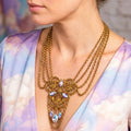 Vintage JULIANA Clear Rhinestone Baroque Festoon Swag Statement Necklace IIJJ#8745