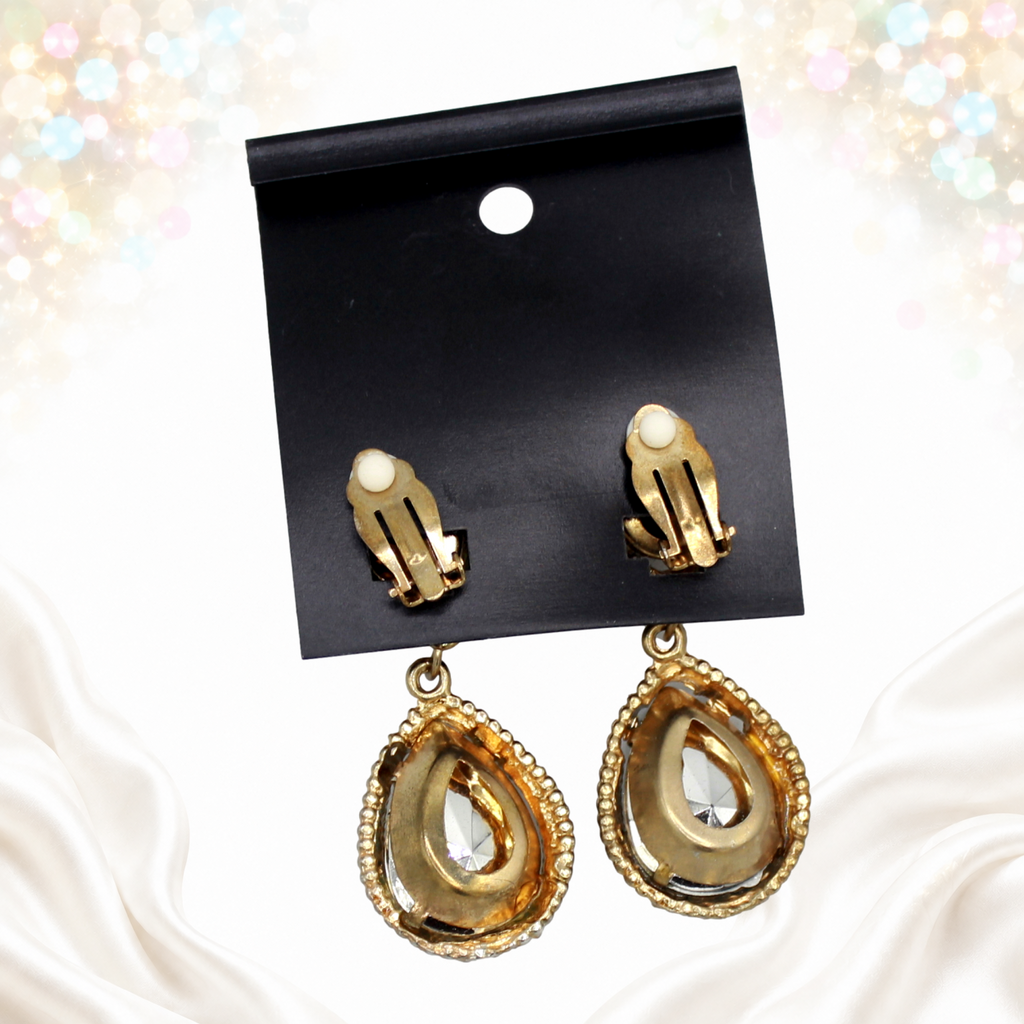 Reverse of Juliana caged clip earrings on original Atelier II card