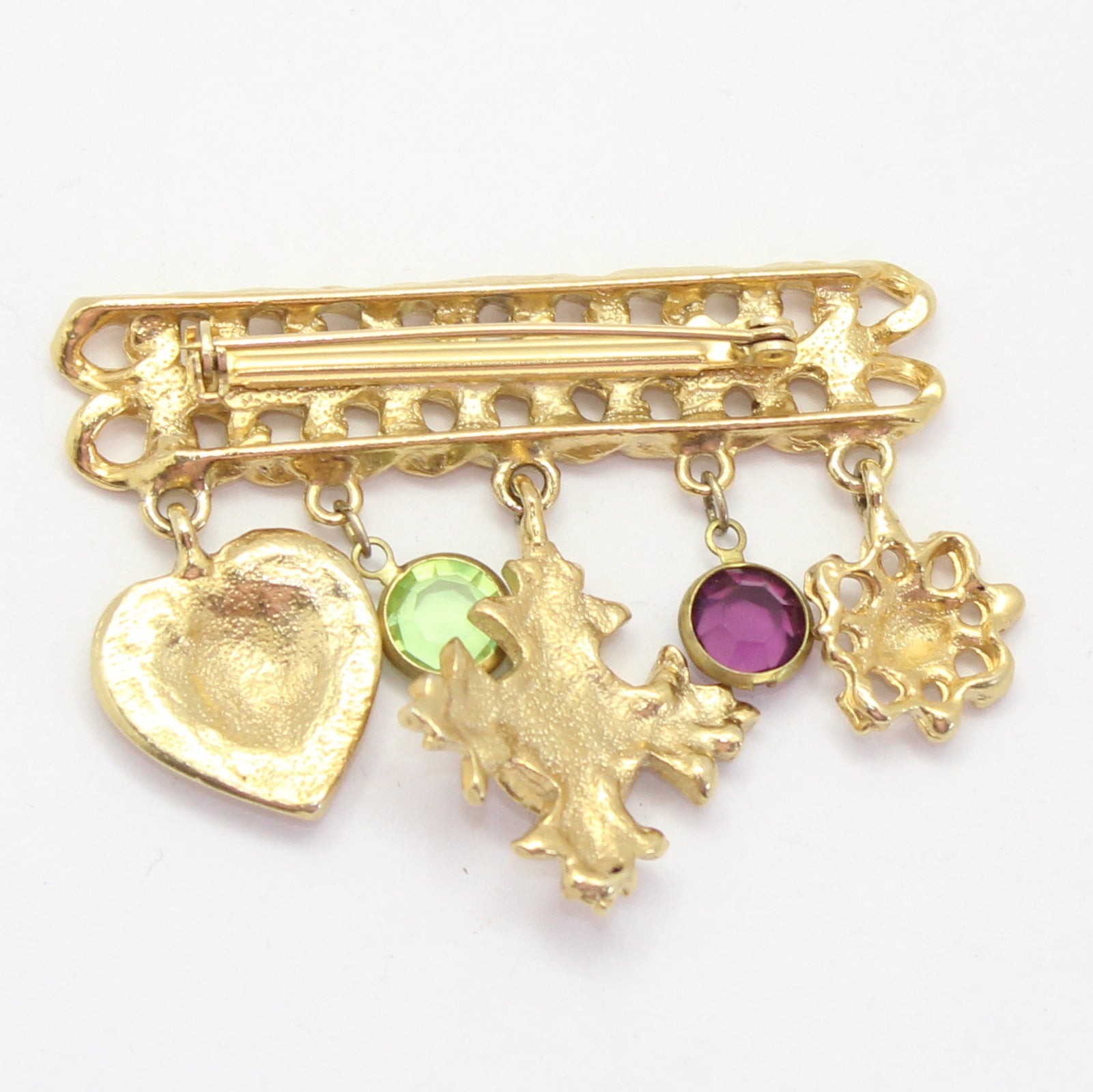 Vintage Juliana Military Style Cabochon Dangle Charm Brooch IIJJ#71