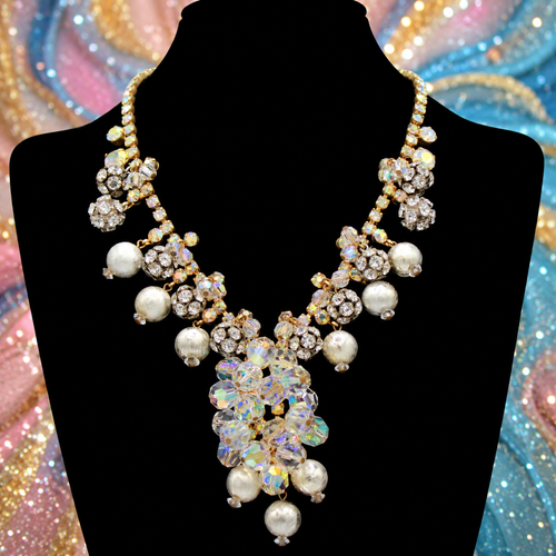 Coming Soon Vintage Juliana AB Crystal Cha Cha Rhinestone Necklace IIJJ #2243