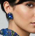 Vintage JULIANA for Tara Bermuda Blue Dentelle Rhinestone Earrings IIJJ#5631
