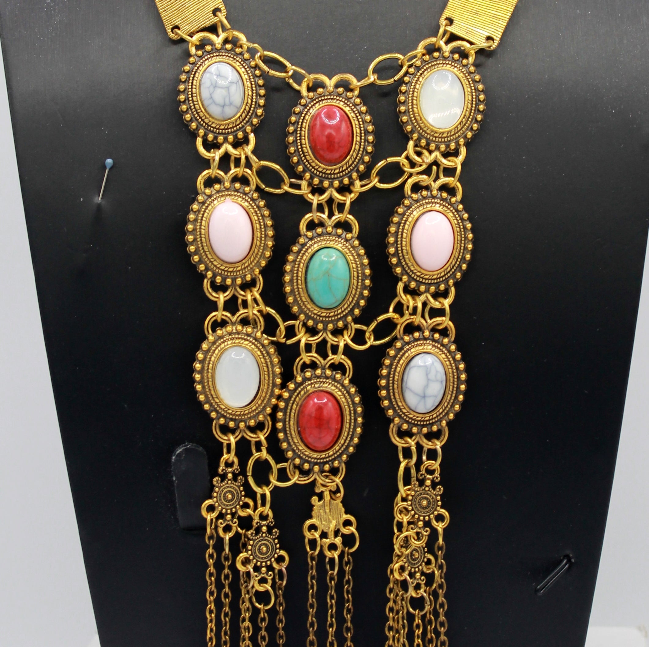 Vintage Groovy Statement Multi-Color Necklace – Boho / Mod Style