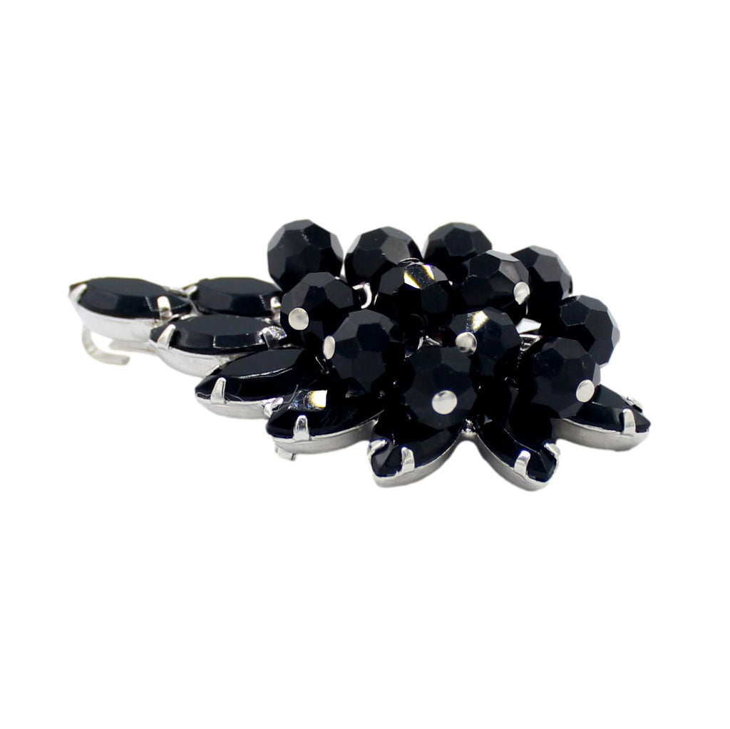 Vintage Juliana Black Beaded Rhinestone Cha Cha Brooch Pendant IIJJ #9257