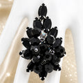 Vintage Juliana Black Beaded Rhinestone Cha Cha Brooch Pendant IIJJ #9257