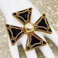 Coming Soon Vintage Juliana Black Lucite Caged Maltese Cross Brooch IIJJ #9231
