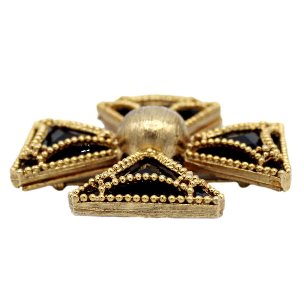 Coming Soon Vintage Juliana Black Lucite Caged Maltese Cross Brooch IIJJ #9231