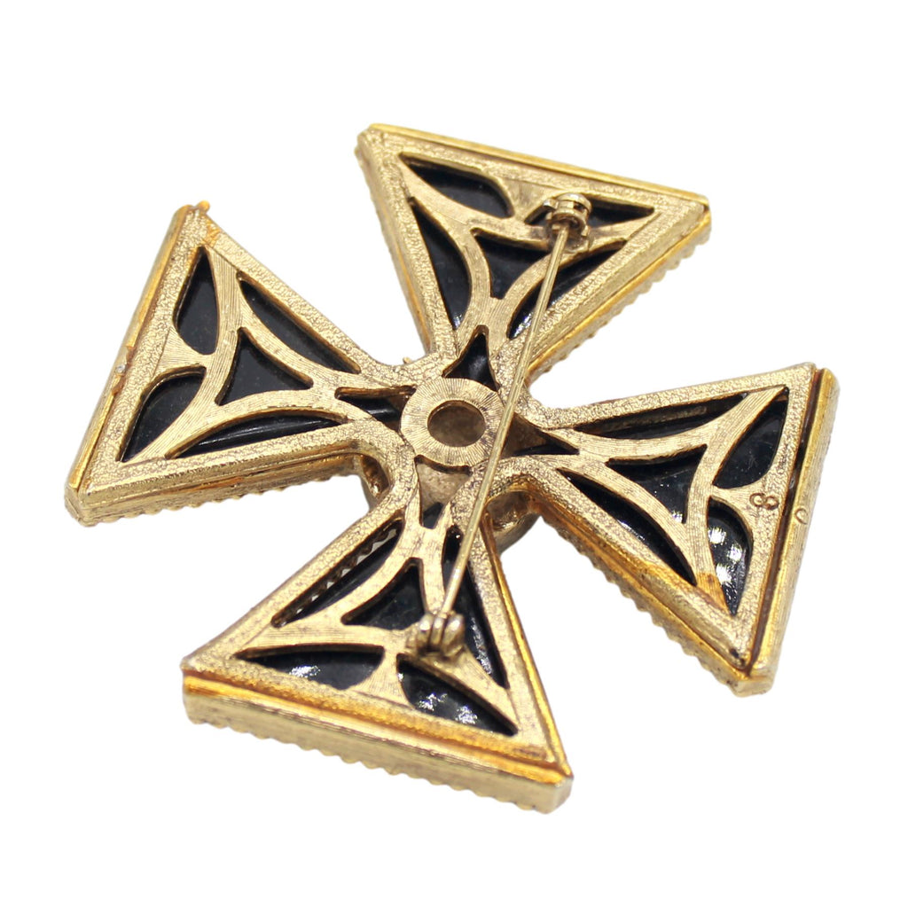 Coming Soon Vintage Juliana Black Lucite Caged Maltese Cross Brooch IIJJ #9231