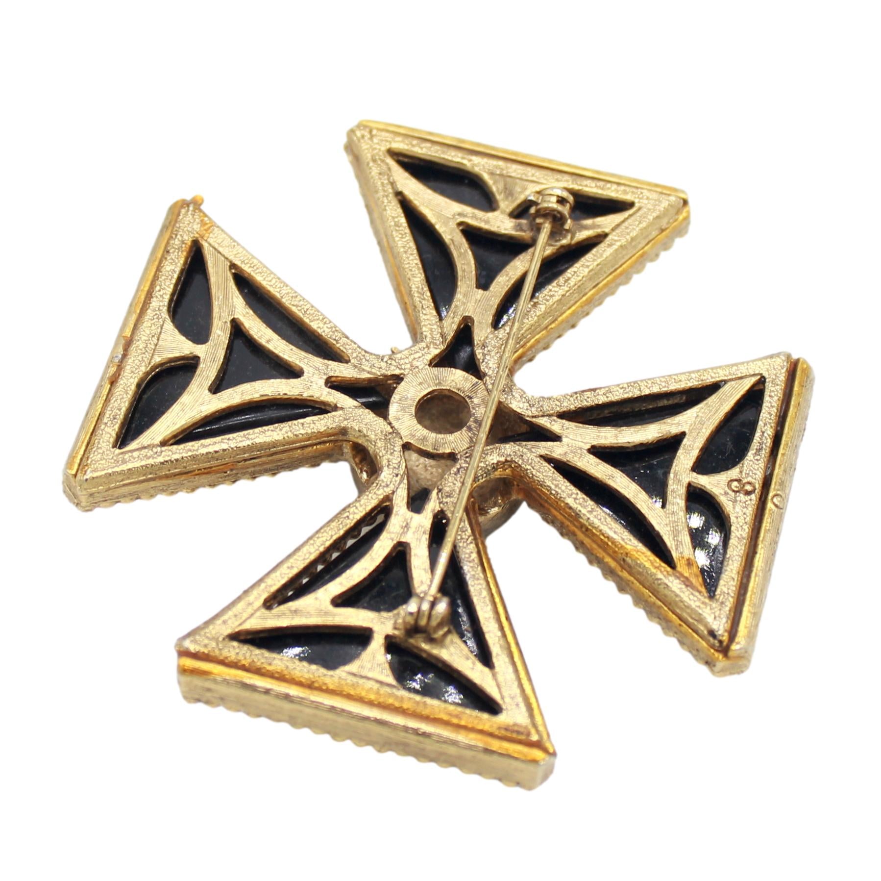 Coming Soon Vintage Juliana Black Lucite Caged Maltese Cross Brooch IIJJ #9231