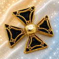 Vintage Juliana Black Lucite Caged Maltese Cross Brooch IIJJ #9231