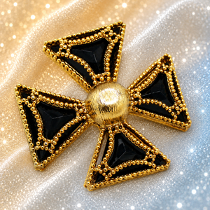 Vintage Juliana Black Lucite Caged Maltese Cross Brooch IIJJ #9231