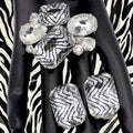 Vintage Juliana Clear Black Chevron Pattern Rhinestone Brooch Earrings Set IIJJ#9021
