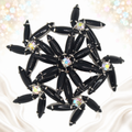 Vintage Juliana Black Cabochon Rhinestone Daisy Figural Flower Brooch IIJJ#9640