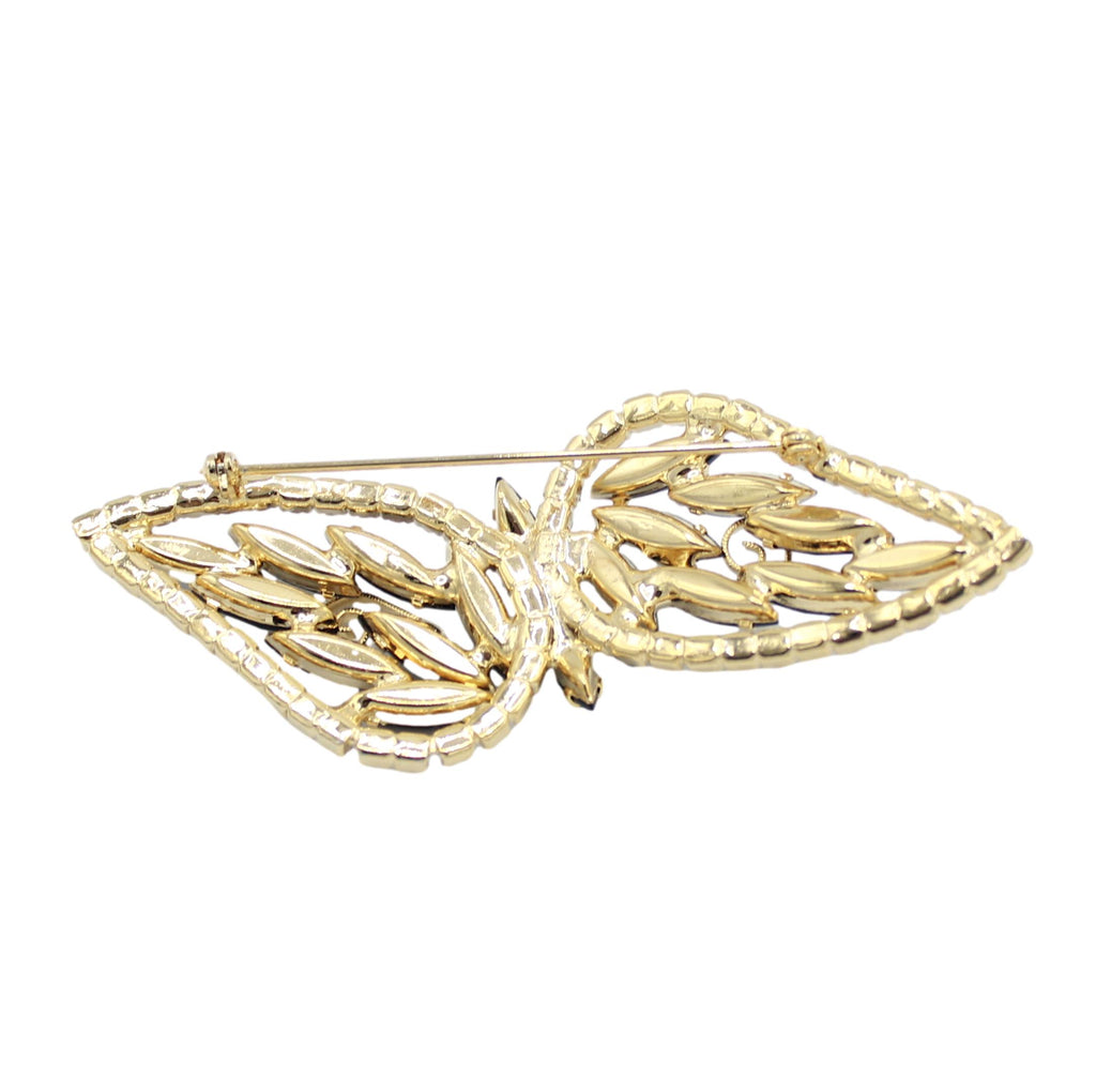 Coming Soon Vintage Juliana Black Rhinestone Bow Brooch Gold Tone IIJJ #7512