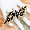 Coming Soon Vintage Juliana Black Rhinestone Bow Brooch Gold Tone IIJJ #7512