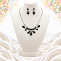 Vintage Juliana Black Kite Rhinestone Necklace Earrings Demi Parure IIJJ#1107