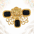 Vintage Juliana Black Rhinestone Figural Lion Brooch IIJJ#9714