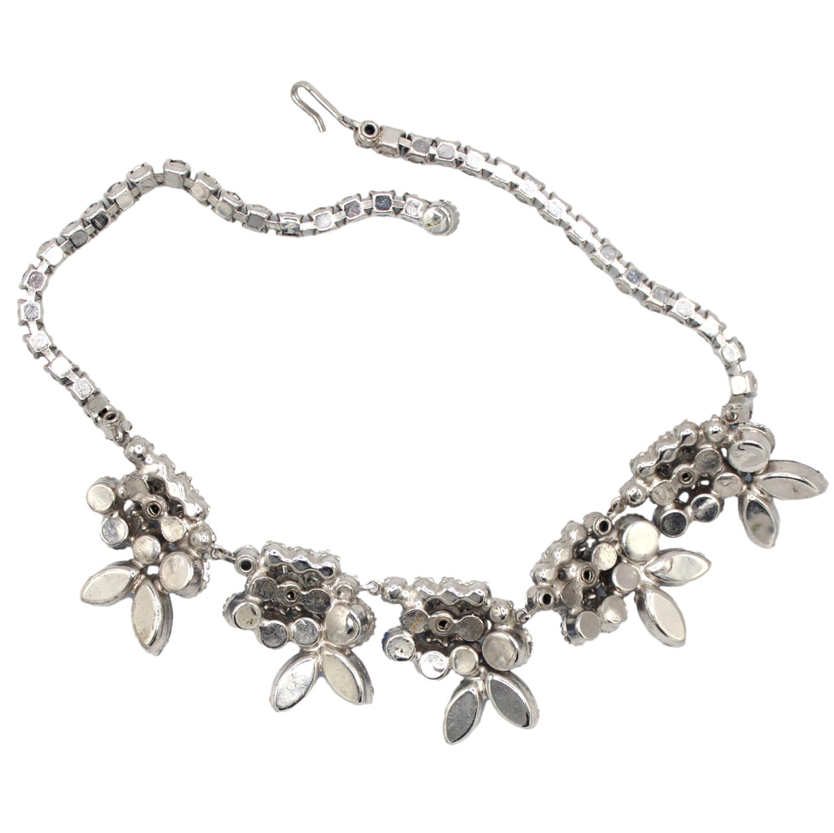 Vintage Juliana Blue AB Rhinestone Floral Necklace IIJJ#9570