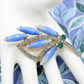 Vintage JULIANA NEW FIND Figural Blue Rhinestone Givre Flower Brooch IIJJ#8993