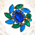 Vintage Juliana Bermuda Blue Green Rhinestone Brooch IIJJ#9580