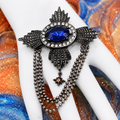 Coming Soon Vintage Juliana Maltese Cross Ball Chain Swag Brooch Blue Rhinestone IIJJ #9232