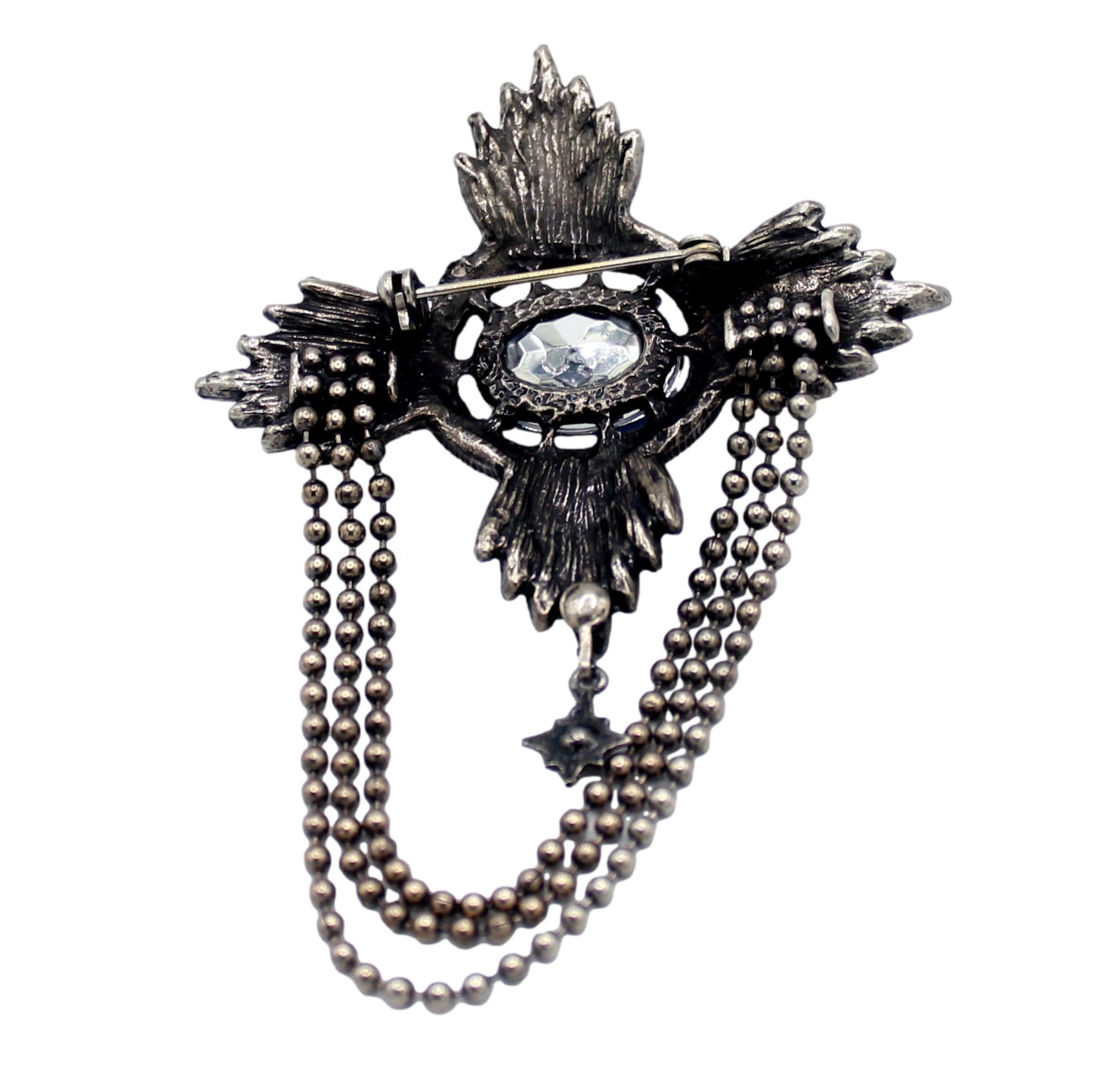 Coming Soon Vintage Juliana Maltese Cross Ball Chain Swag Brooch Blue Rhinestone IIJJ #9232