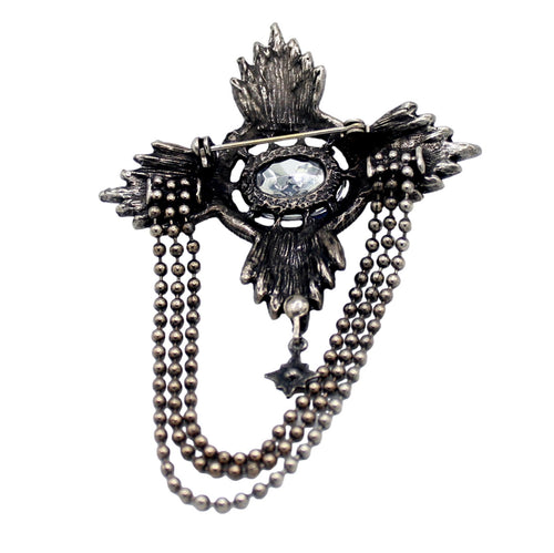 Coming Soon Vintage Juliana Maltese Cross Ball Chain Swag Brooch Blue Rhinestone IIJJ #9232