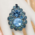 Vintage Juliana Blue Rivoli Rhinestone Brooch Pendant IIJJ#9317