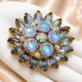 Vintage JULIANA Blue Flying Saucers Scooped Out AB Rhinestone Brooch IIJJ#1174
