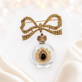 Vintage Juliana Glass Perfume Bottle Bow Figural Brooch IIJJ#9363