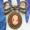 Vintage Juliana Large Dangling Cameo Bow Brooch Book Piece IIJJ#600