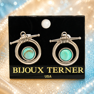 Vintage Juliana for Bijoux Terner Turquoise Clip Earrings NOS on Original Card IIJJ #9239