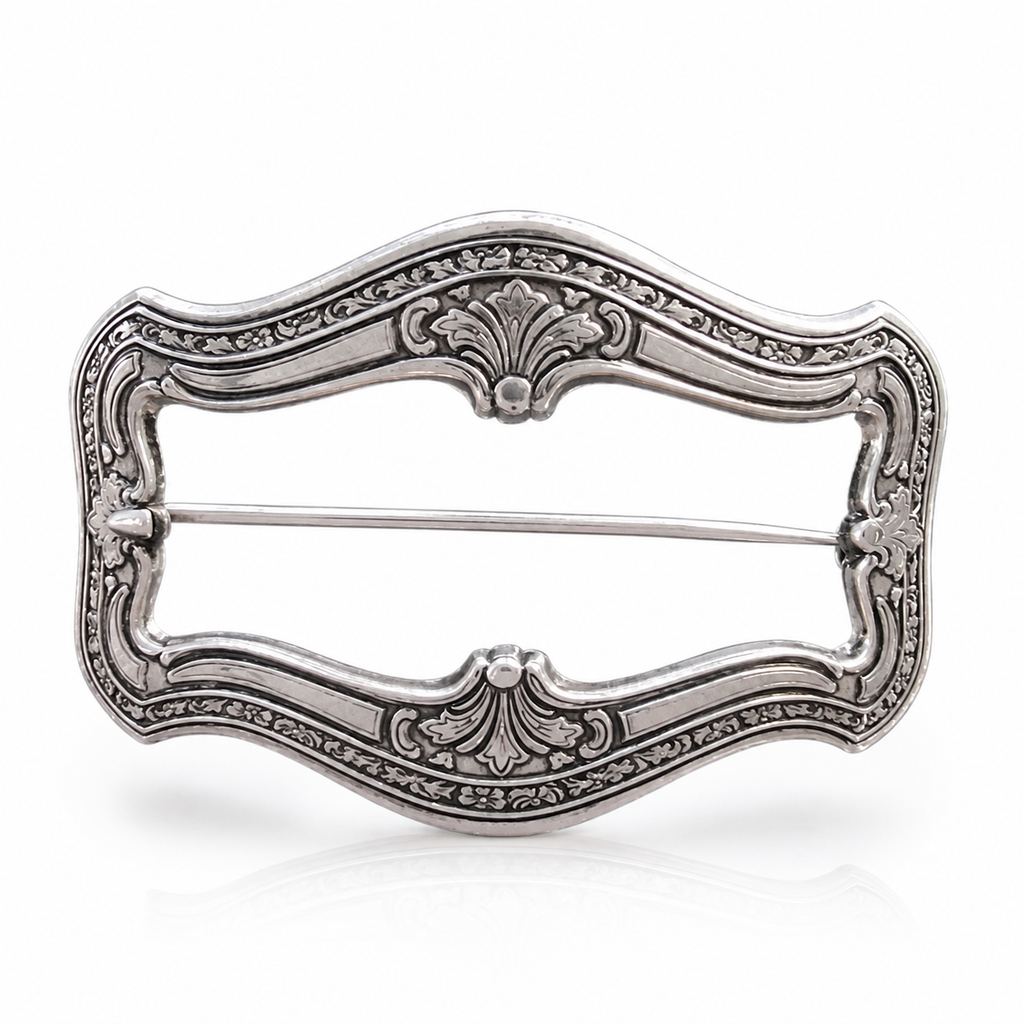 Rare Art Nouveau R BLACKINTON Sterling Silver Flower Leaves Sash Buckle
