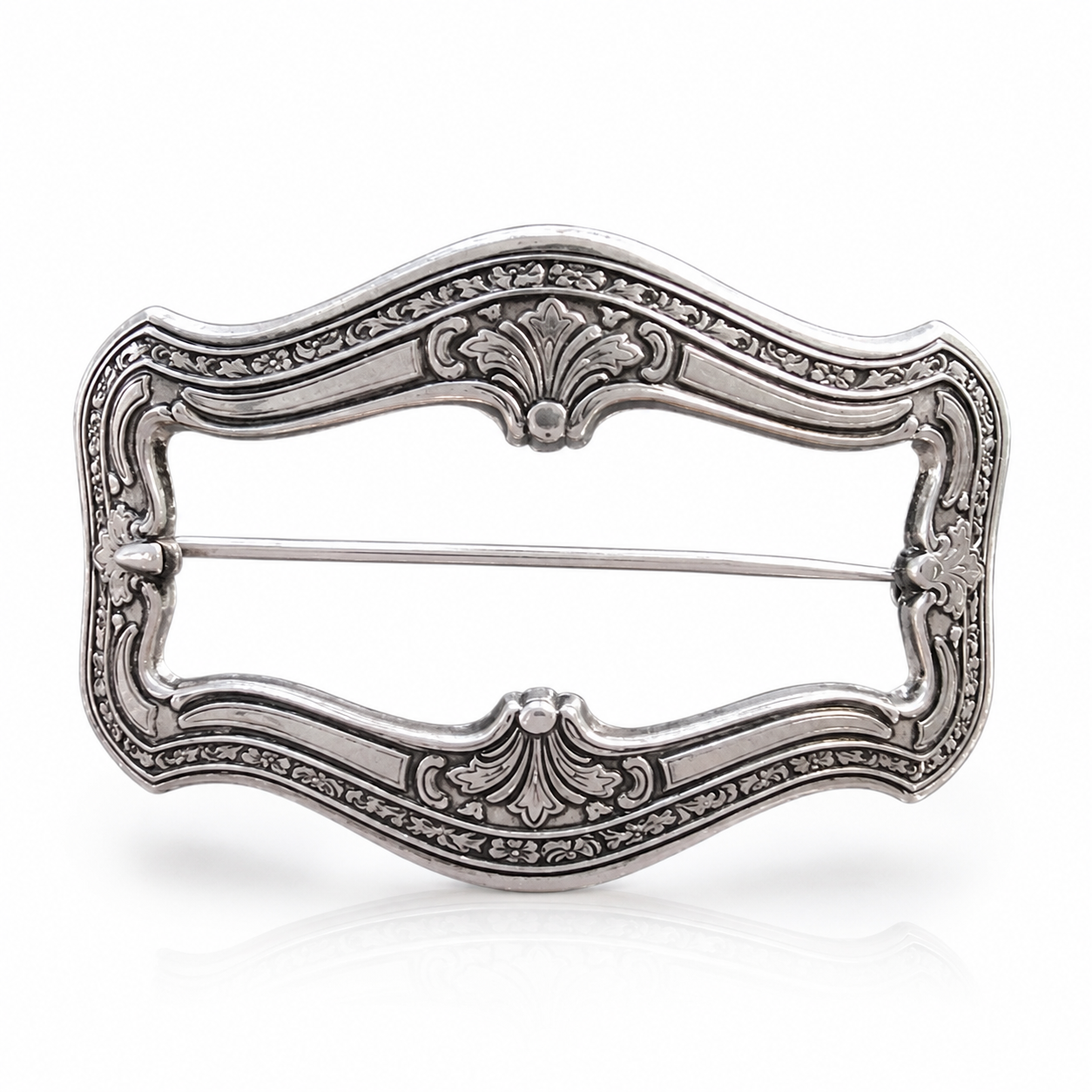 Rare Art Nouveau R BLACKINTON Sterling Silver Flower Leaves Sash Buckle