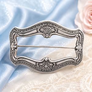 Rare Art Nouveau R BLACKINTON Sterling Silver Flower Leaves Sash Buckle