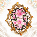 Vintage Juliana for Celebrity Painted Flower Cabochon Rhinestone Brooch IIJJ#9481