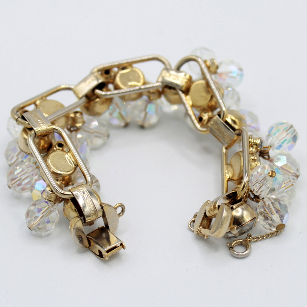 Vintage Juliana Clear Rhinestone AB Crystal Bead Bracelet Cha-Cha IIJJ#54