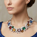 Vintage Juliana Jewel Tone Rhinestone Collar Necklace  IIJJ#9111
