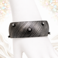 Vintage Juliana NOS Gunmetal Rhinestone Textured Cuff Bracelet IIJJ#9299
