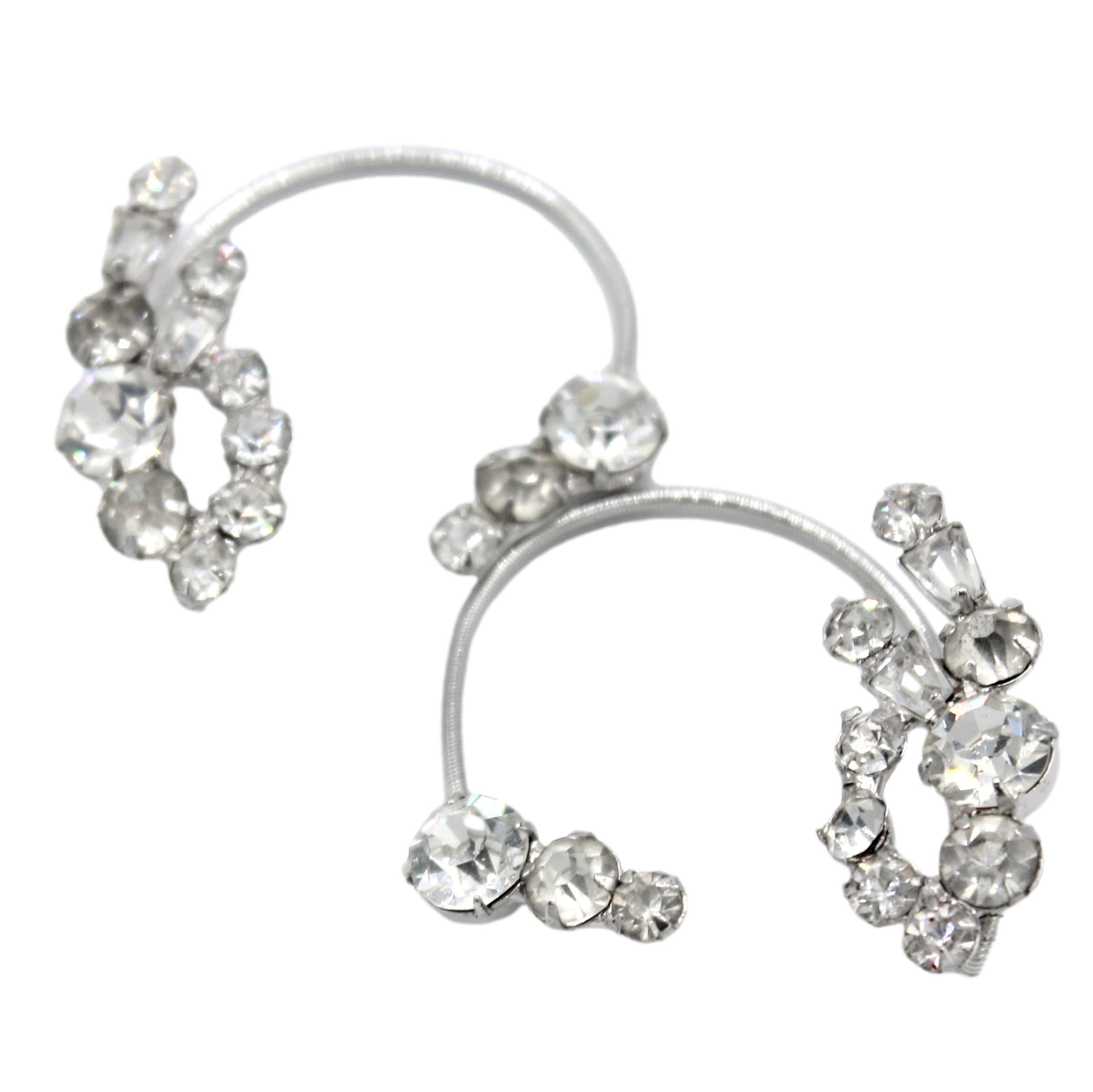 Vintage JULIANA Clear Rhinestone Wire Ear Wrap Earrings IIJJ#8914