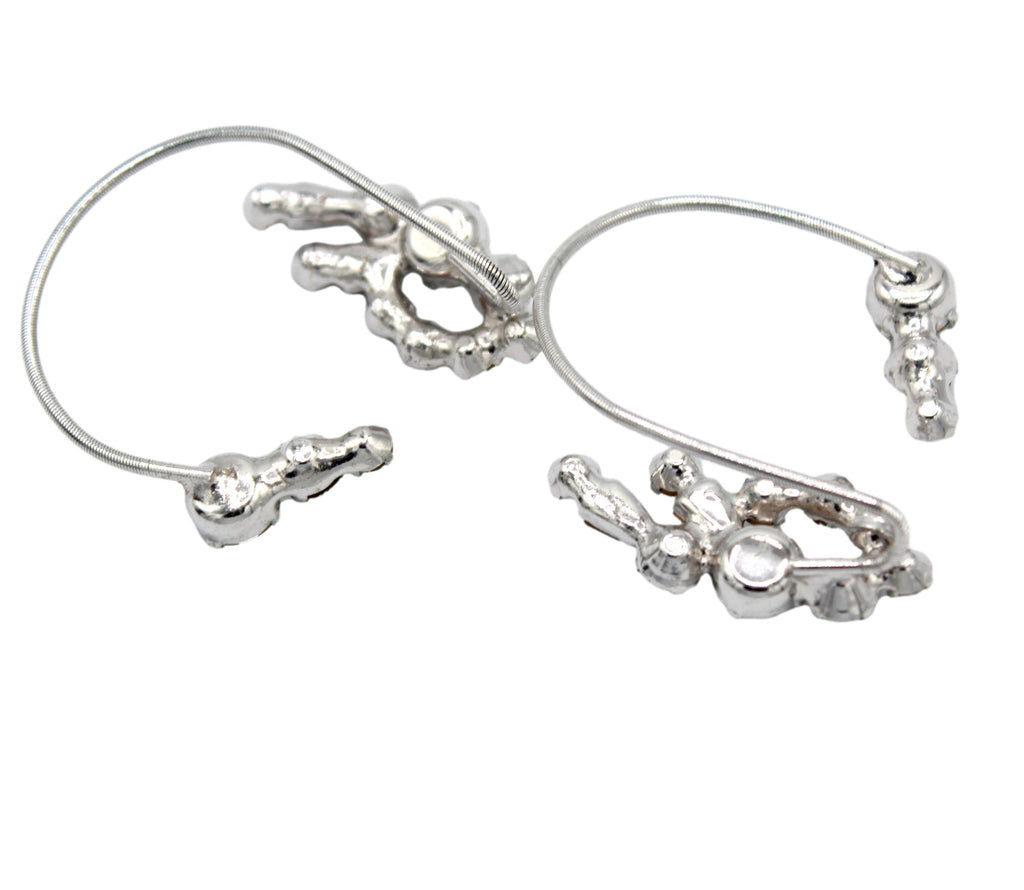 Vintage JULIANA Clear Rhinestone Wire Ear Wrap Earrings IIJJ#8914