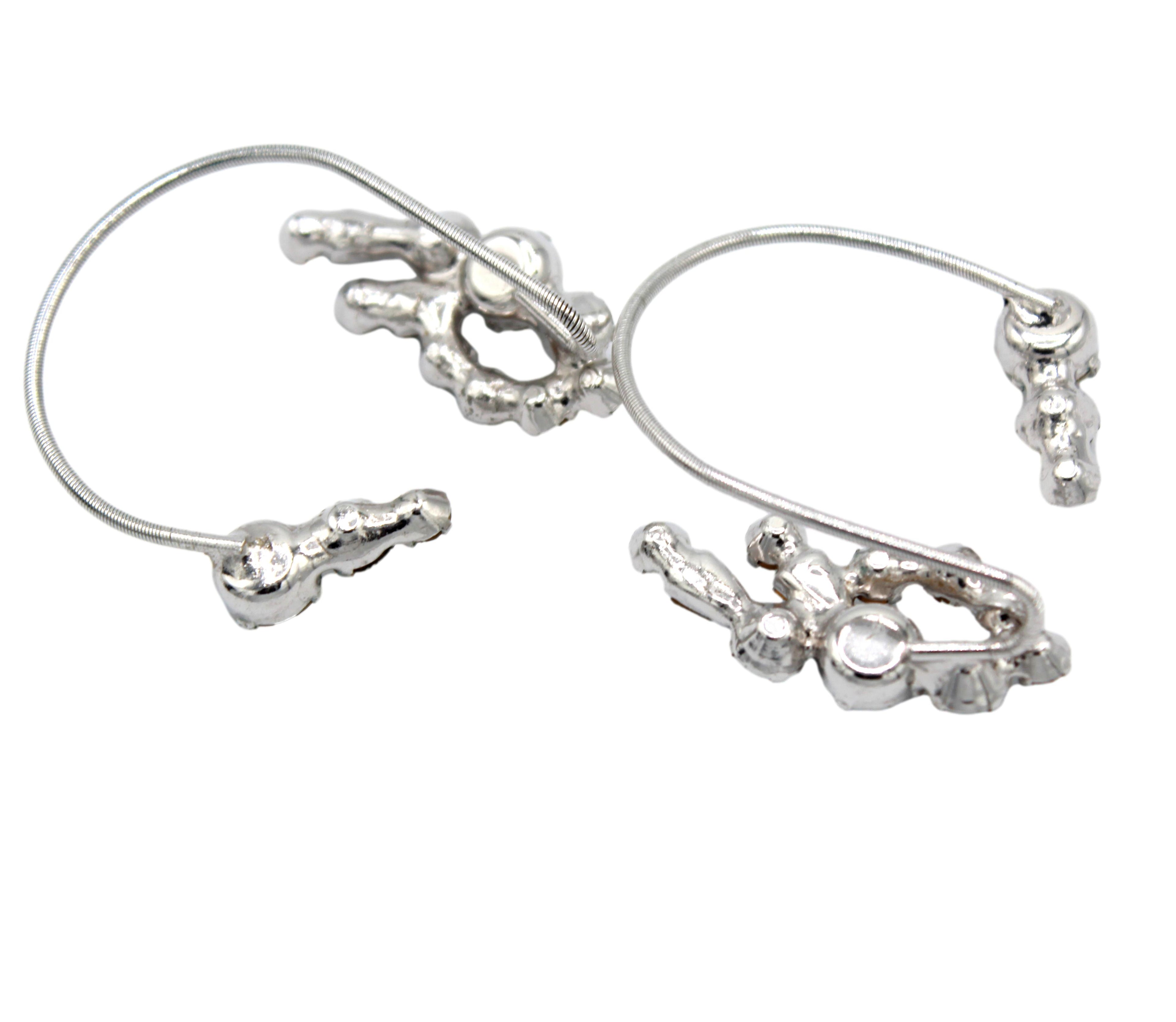 Vintage JULIANA Clear Rhinestone Wire Ear Wrap Earrings IIJJ#8914
